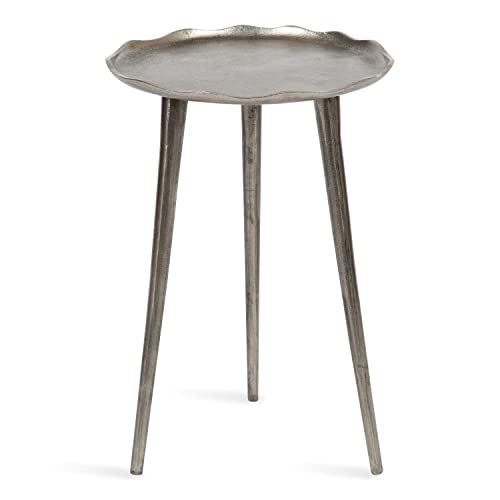 Kate and Laurel Alessia Modern Round Metal Side Table, 15 x 15 x 22, Bronze, Decorative Glam Cast Aluminum End Table with Deckled Edge for Bedroom Nightstand or Living Room Accent