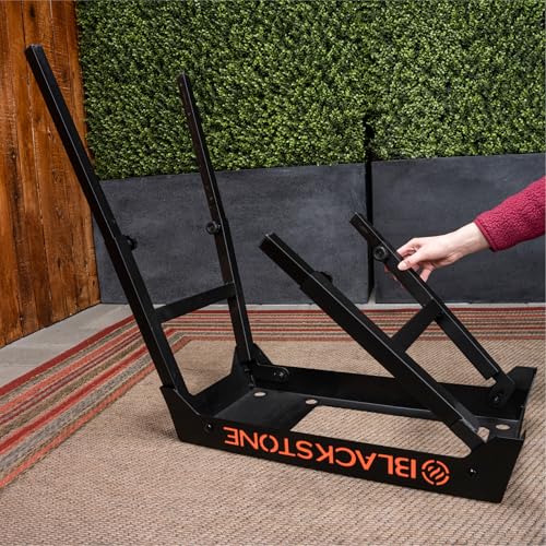 Blackstone 5013 Collapsible 17” and 22” Tabletop Griddle Stand with Adjustable Legs and a Removable Side Shelf, Powder Coated Steel, Black