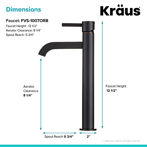 KRAUS Ramus Single Handle Vessel Sink Bathroom Faucet with Pop-Up Drain in Brushed Gold, KVF-1220BG