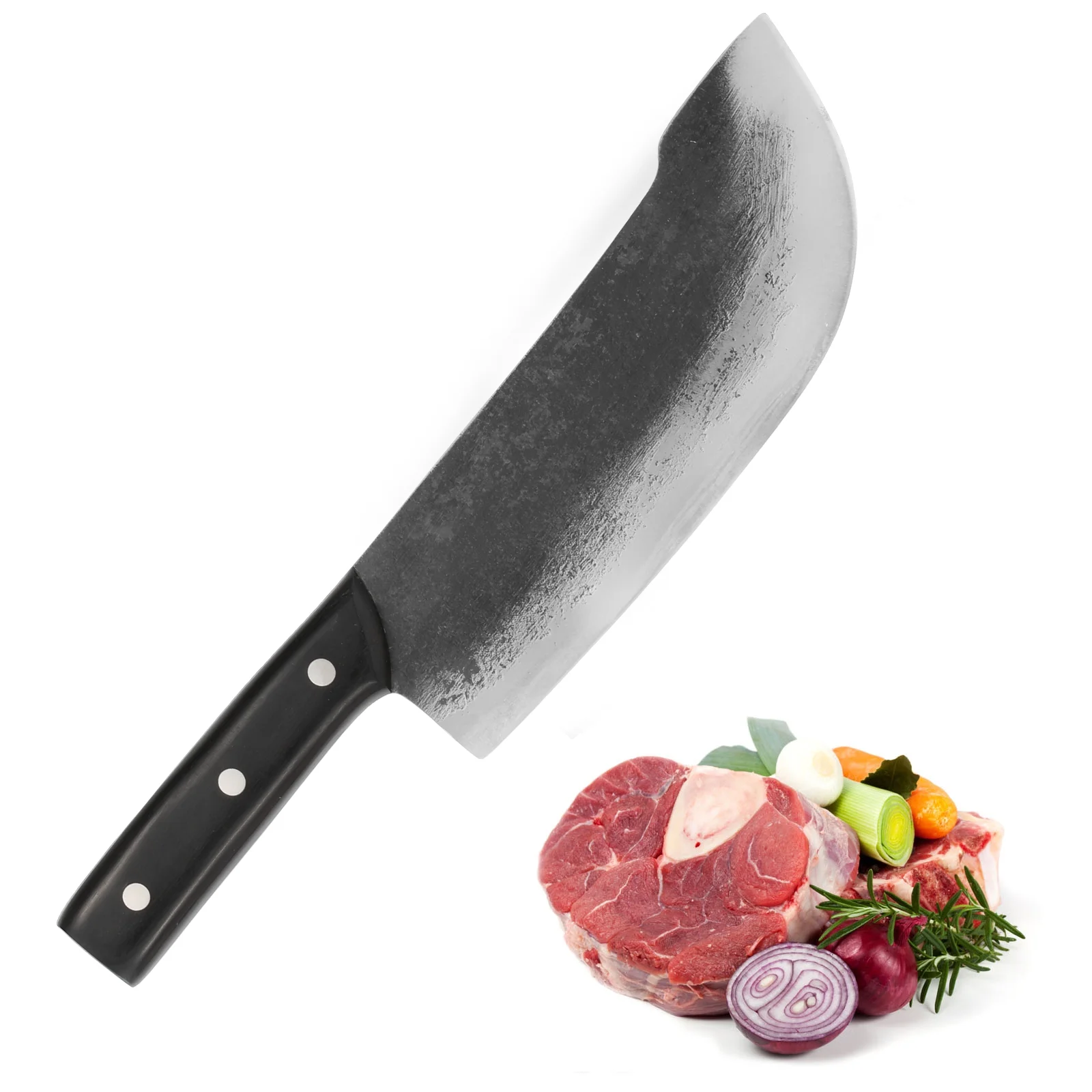 Butcher Knife Meat Cleaver Heavy Duty Bone Knife Full Tang Bone Cutting Knife 65 High Carbon Manganese Steel and Rosewood 8.46 inch Cleaver Knife for Kitchen Slaughterhouse Restaurant