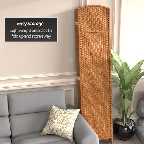 Red Lantern 7 ft. Tall Diamond Weave Dark Beige-6 Panels Room Divider