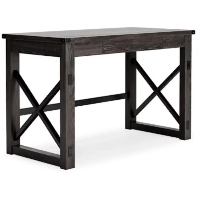 Signature Design by Ashley Freedan Rustic Farmhouse Home Office Desk, Dark Gray