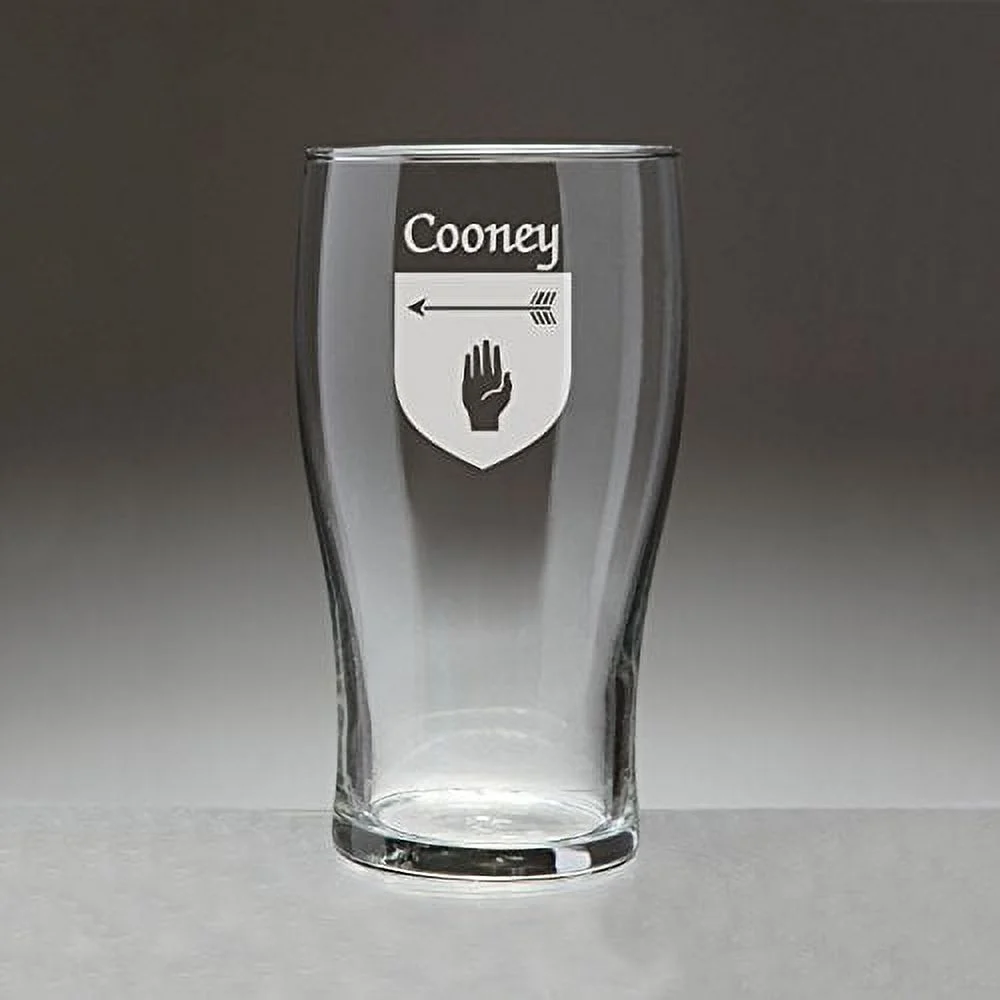 Cooney Irish Coat of Arms Tavern Glasses - Set of 4 (Sand Etched)