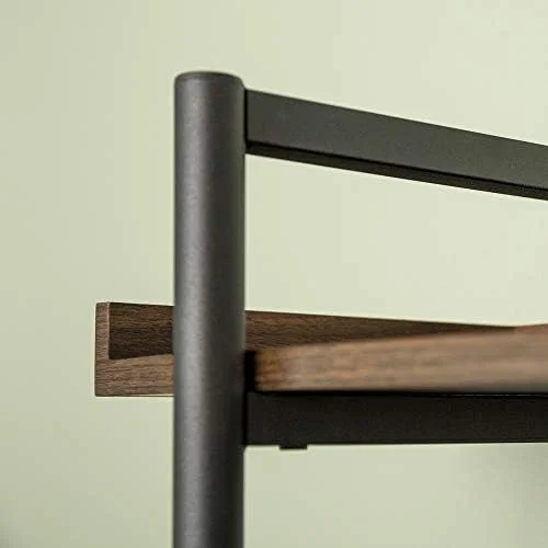 RUNFAYBIU 5  Industrial Wood Metal Bookcase Tall Bookshelf  Home Office  68 Inch  Driftwood