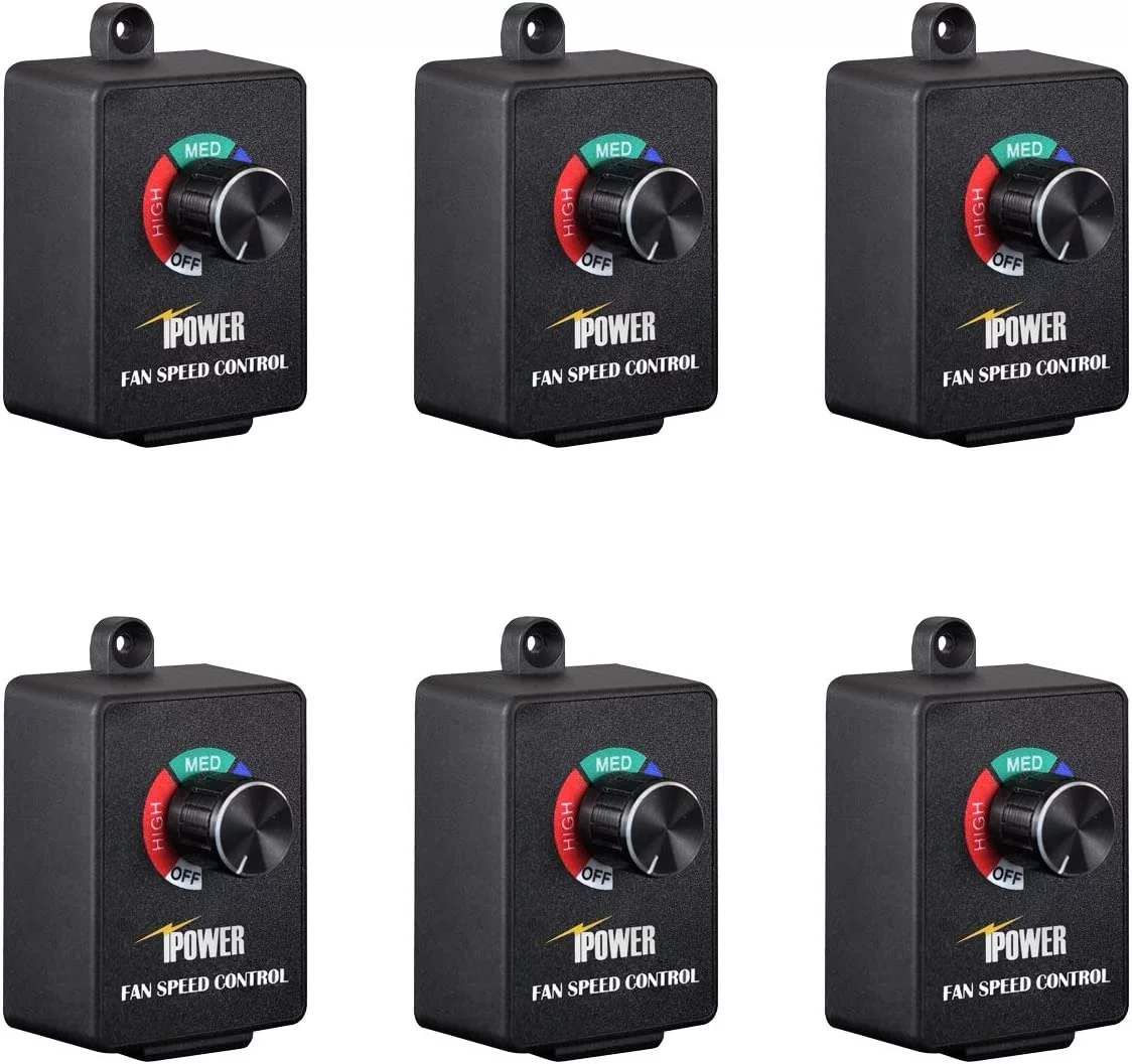 iPower 6-Pack Exhaust Variable Vent Adjuster Inline Duct Fan 350W HVAC Speed Controller, 6 Pack