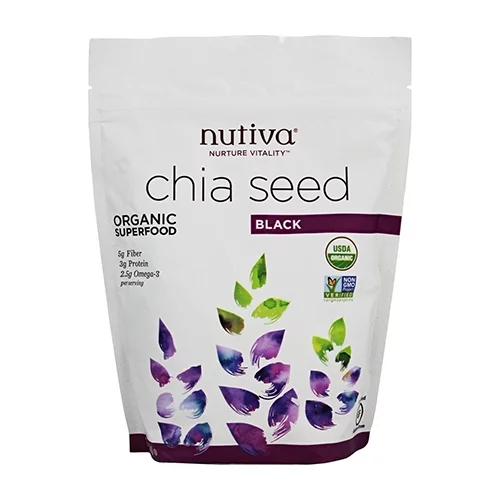 Nutiva Organic Superfood Chia Seed Black, Gluten-Free, 12 Oz, 2 Pack