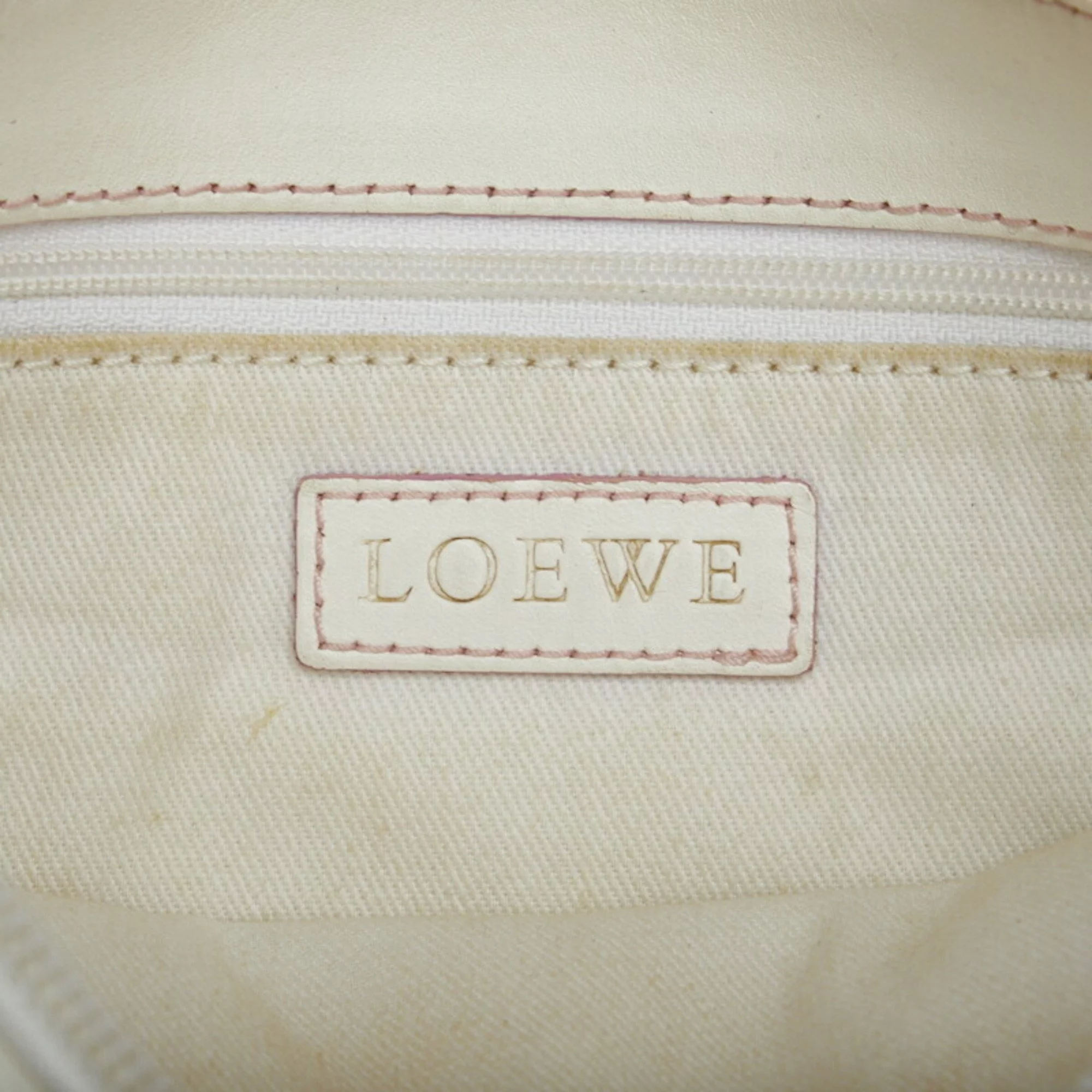Pre-Owned Loewe Anagram shoulder bag 090401 pink white canvas leather ladies LOEWE (Fair)