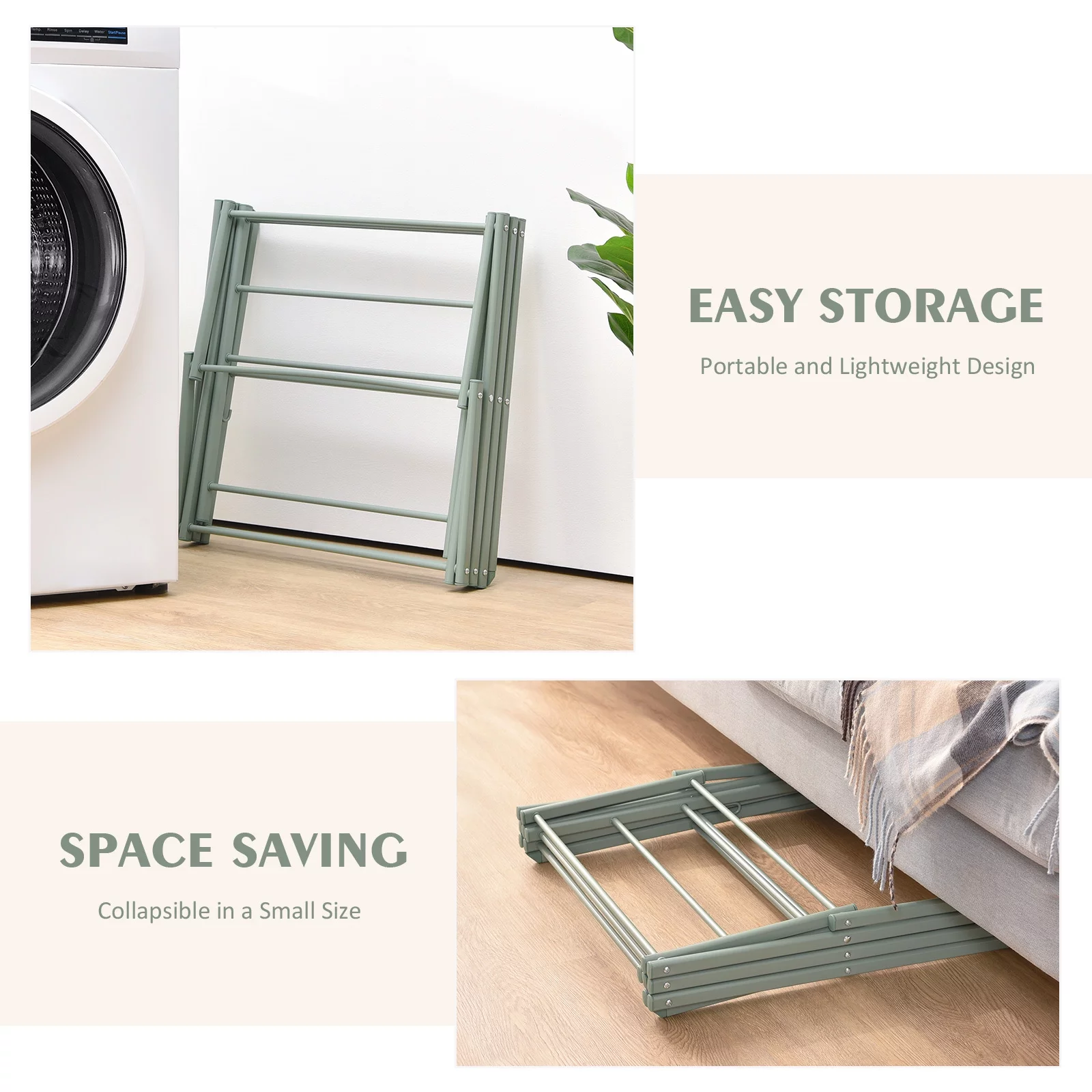 KK KINGRACK Clothes Drying Rack, 3-Tier Collapsible Steel Laundry Rack,Green