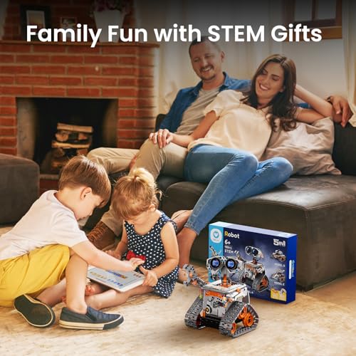 Sillbird Robot Building Kit with Remote Control STEM Gifts for Boys Ages 8-12, Technic Coding Robotic Toys for Kids Birthday, Build 5in1 Models with 488 Pieces - Blue