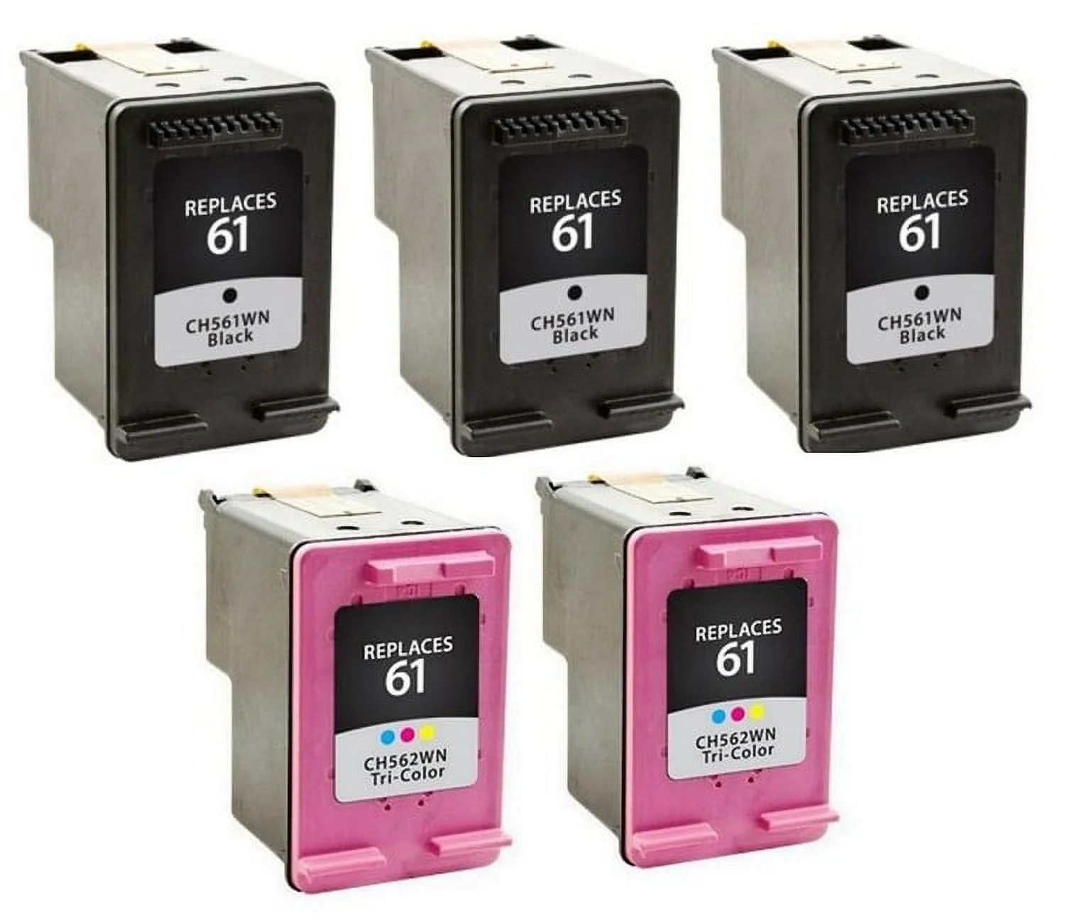 PrinterDash Replacement for DeskJet 1000/1050/2000/2050/3000/3516/Envy 400/5539 Inkjet Combo Pack (3-Black/2-Color) (NO. 61) (CH561WN_3PK/CZ074FN_1PKMP)