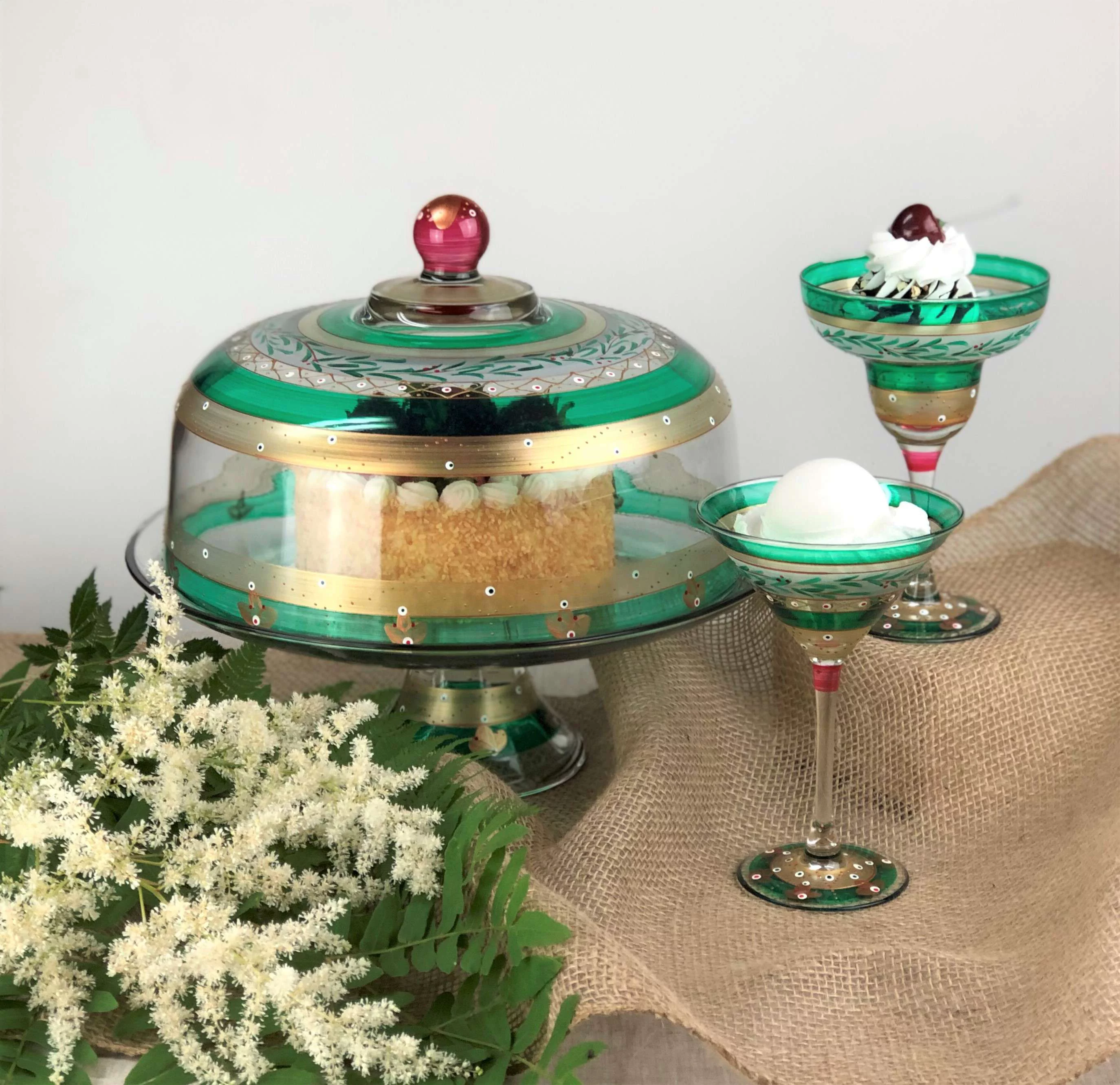 Golden Hill Studio Margarita Glasses Hand Painted in the USA by American Artists-Set of 2-Mosaic Christmas Garland Collection