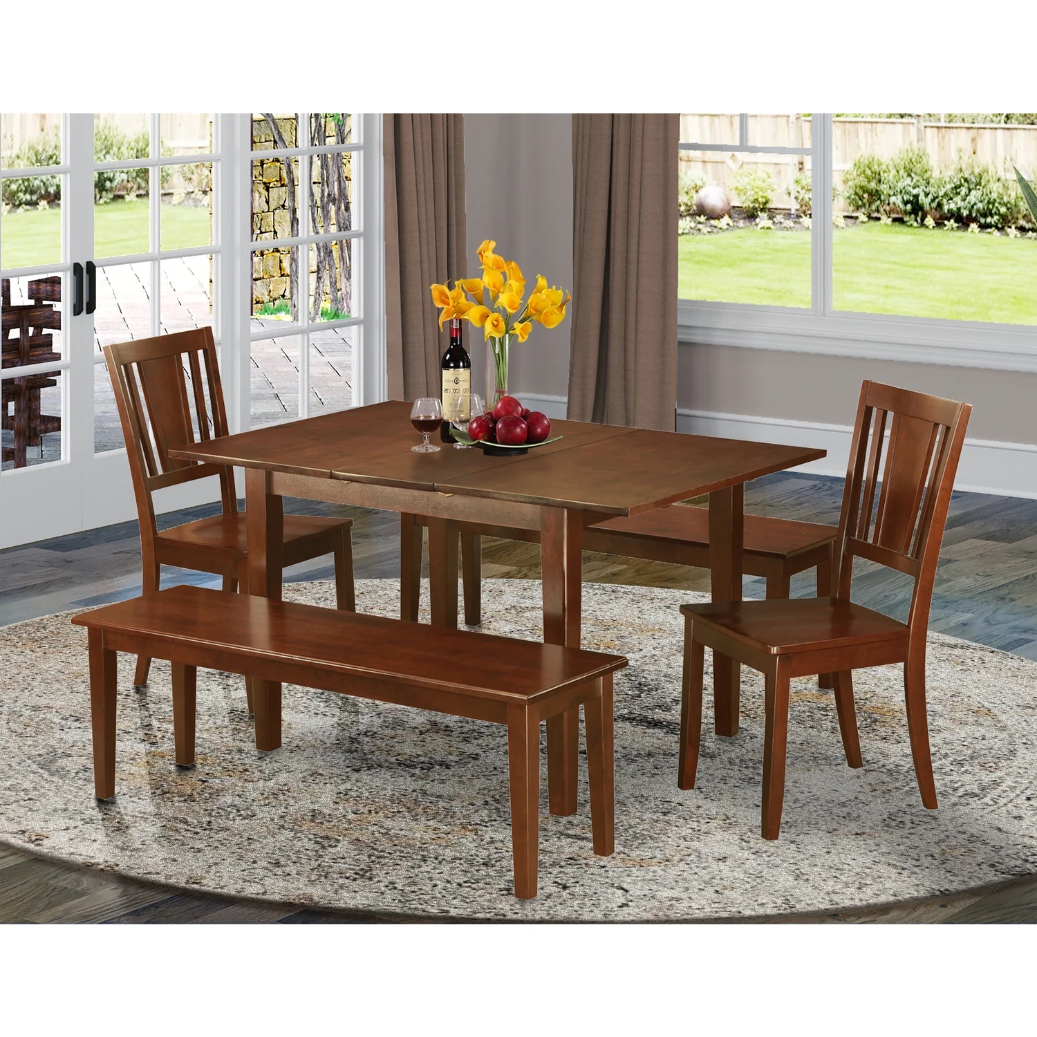 HomeStock Lakefront Luxury Dinette Set-Small Dining Tables, Dining Chairs And Bench