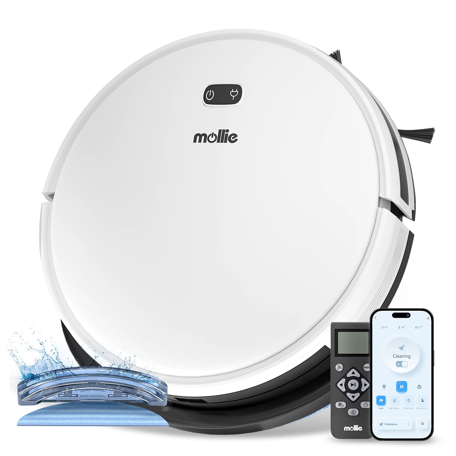 Magshion Robot Vacuum Cleaner, 2 in 1 Robot Vacuum and Mop Combo, Automatic Self-Charging Robotic Vacuum With WIFI Connection, 2800pa Strong Suction Power, White