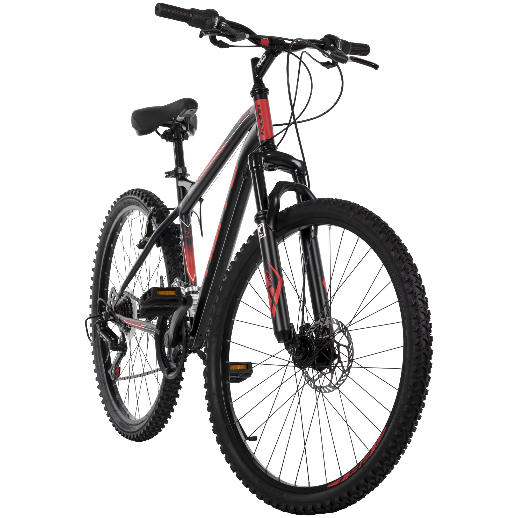 Huffy 26 In. Everest Men's 21-Speed Hardtail Mountain Bike, Black and Red
