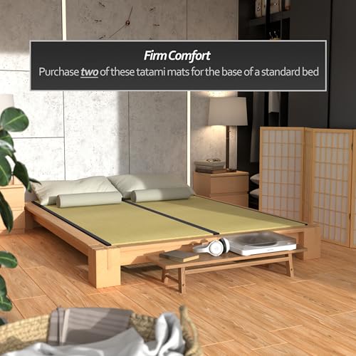 Red Lantern Half Tatami Mat, 1/2 US Queen (30 in x 80 in), Straw