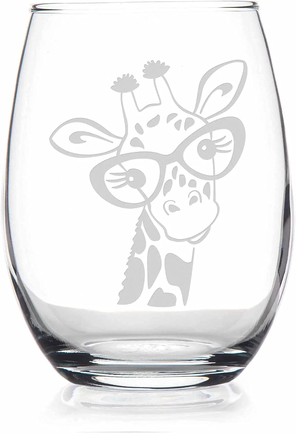 Cute Giraffe Glasses Stemless Wine Glass - Giraffe Gift, Wild Animal Glass, Fun Wine Glass