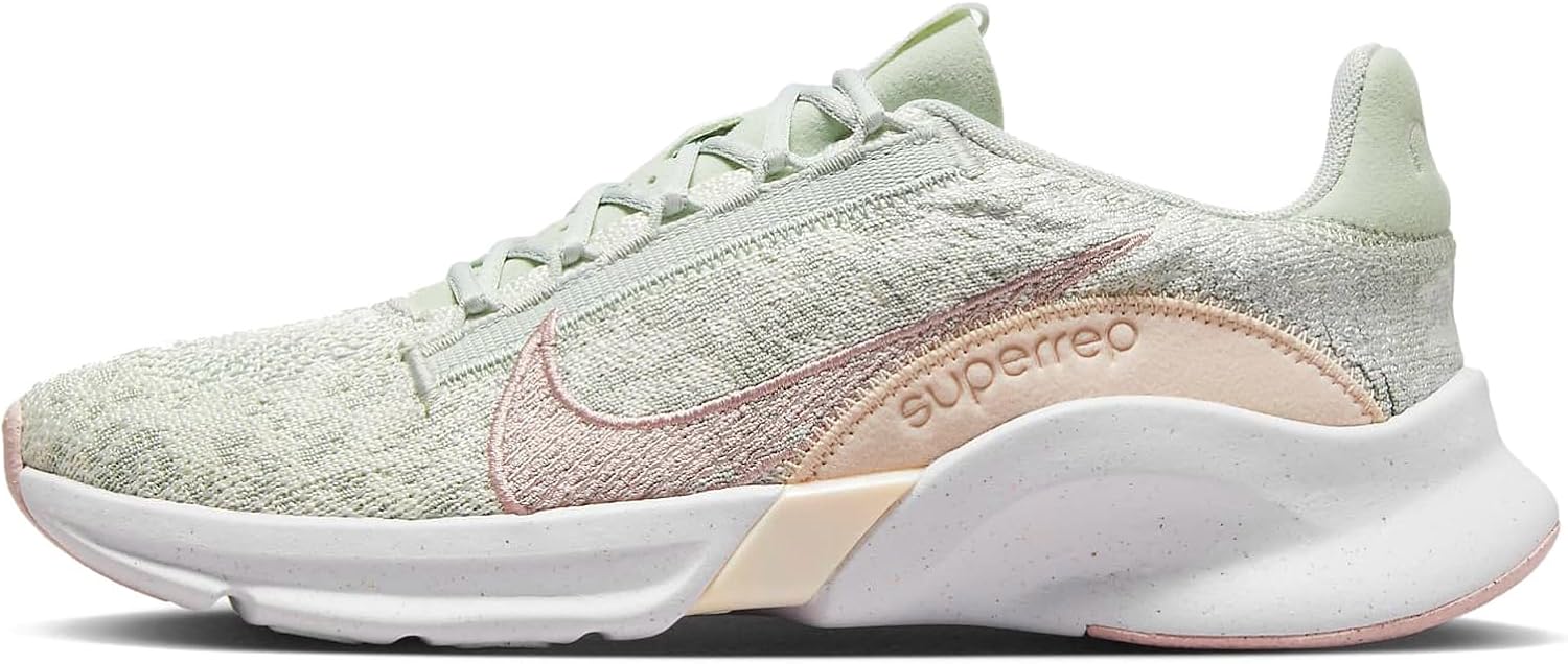Nike SuperRep Go 3 Flyknit Next Nature Women's Workout Shoes (DH3393-006, Light Silver/Pale Ivory/Guava Ice/Pink Oxford) Size 8