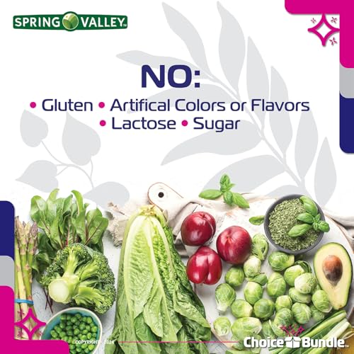 Spring Valley Potassium Heart Health Dietary Supplement Caplets 99 mg 250 CT 2 pk (500 Total) + “Vitamin Vitality” Guide & Keychain Pill Container (4 Items)!