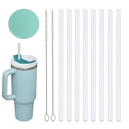 Greant 8 PCS Stainless Steel Straw compatible with Stanley Adventure Quencher Tumbler 40 oz, Straw with Straw Cover, Metal Straws with Straw Tip compatible with Stanley (Stainless Steel, 12 inch)