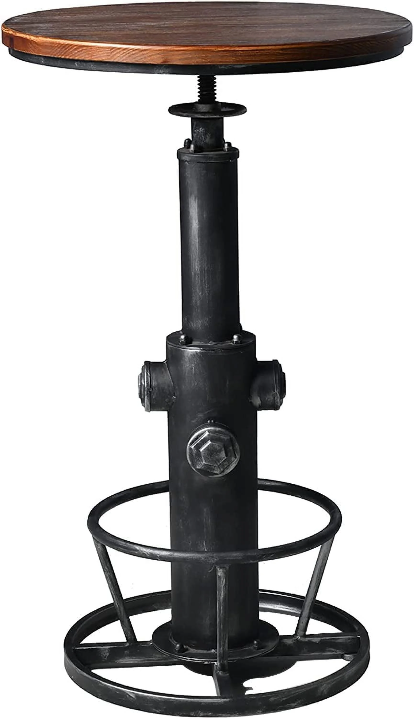 sell well Industrial Bar Table Swivel Round Wooden Top Height Adjustable 38.6-44.4inch Vintage Kitchen Dining Chair Coffee Table Hydrant Design Bistro Table