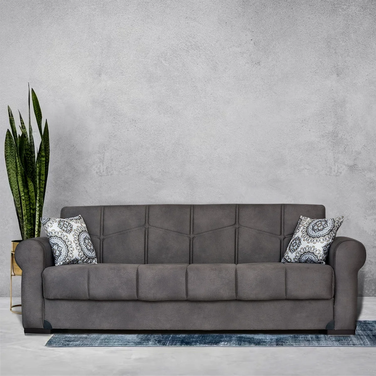 Togo Gray Tufted Back Sofa Bed