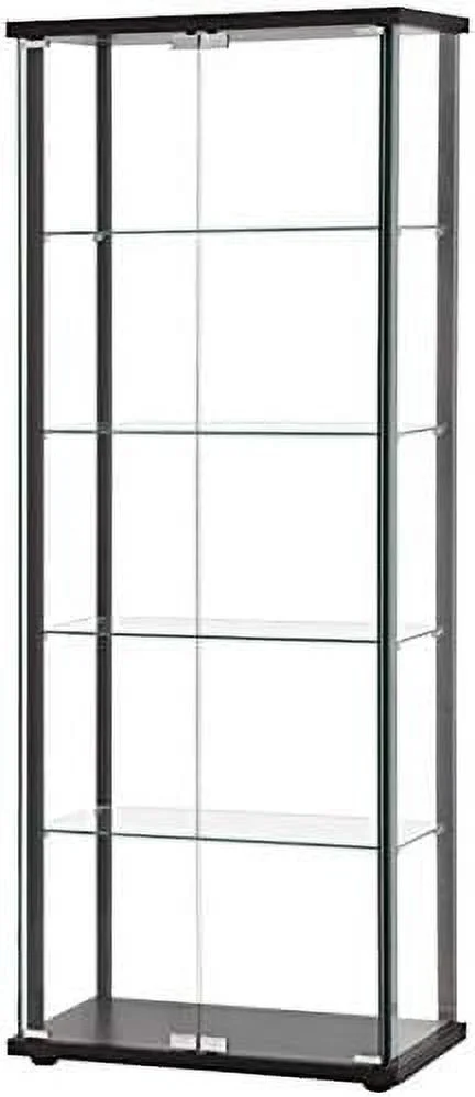 Traditional 5 Shelf Glass Curio Cabinet In Black
