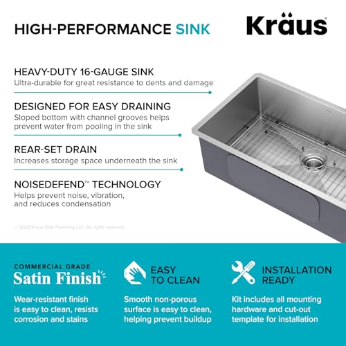 KRAUS Standart Pro 32 Inch 18-Gauge Stainless Steel Scullery Sink, 24 Gallon Freestanding Commercial Style Single Bowl Laundry & Utility Sink, KHS230-32