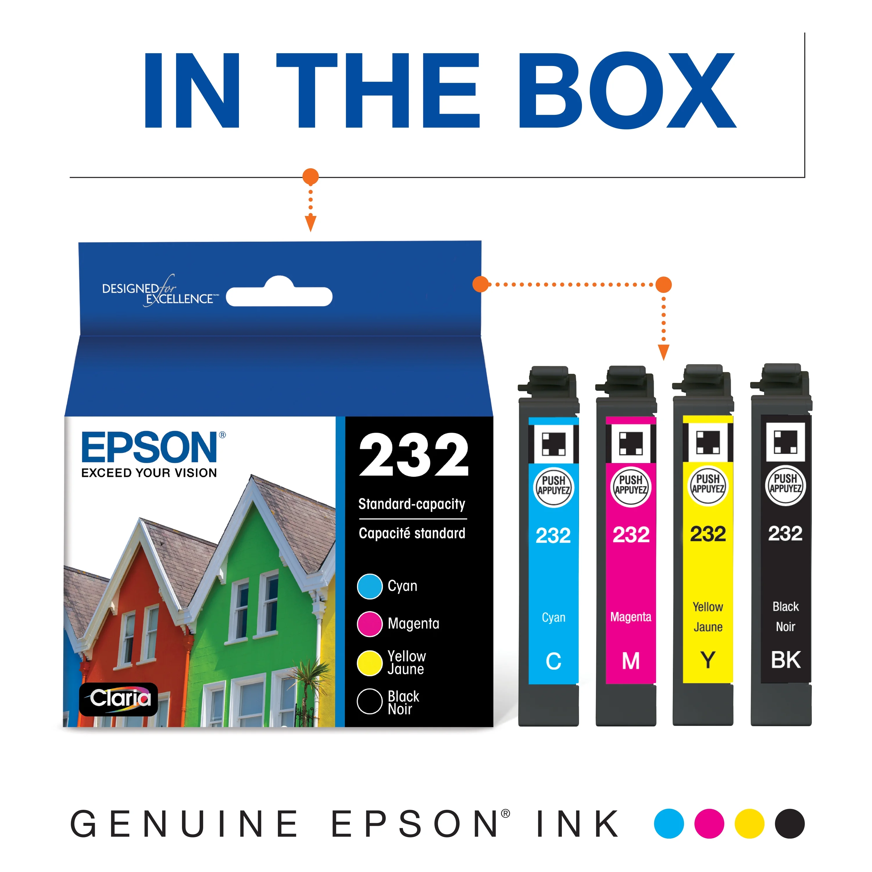 EPSON 232 Claria Ink Standard Capacity Black & Color Cartridge Combo Pack (T232120-BCS) Works with WorkForce WF-2930, WF-2950, Expression XP-4200, XP-4205