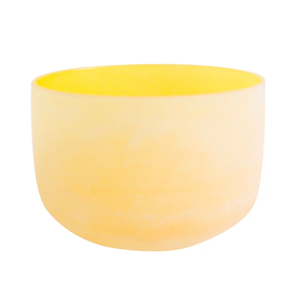 ENERGYSOUND Yellow Color Frosted E Solar Plexus Chakra Quartz Crystal Singing Bowl 10 inch