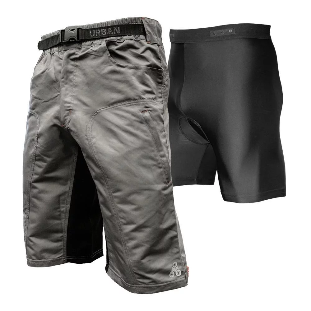 THE ENDURO - Men's Grey MTB Shorts with Padded Underliner