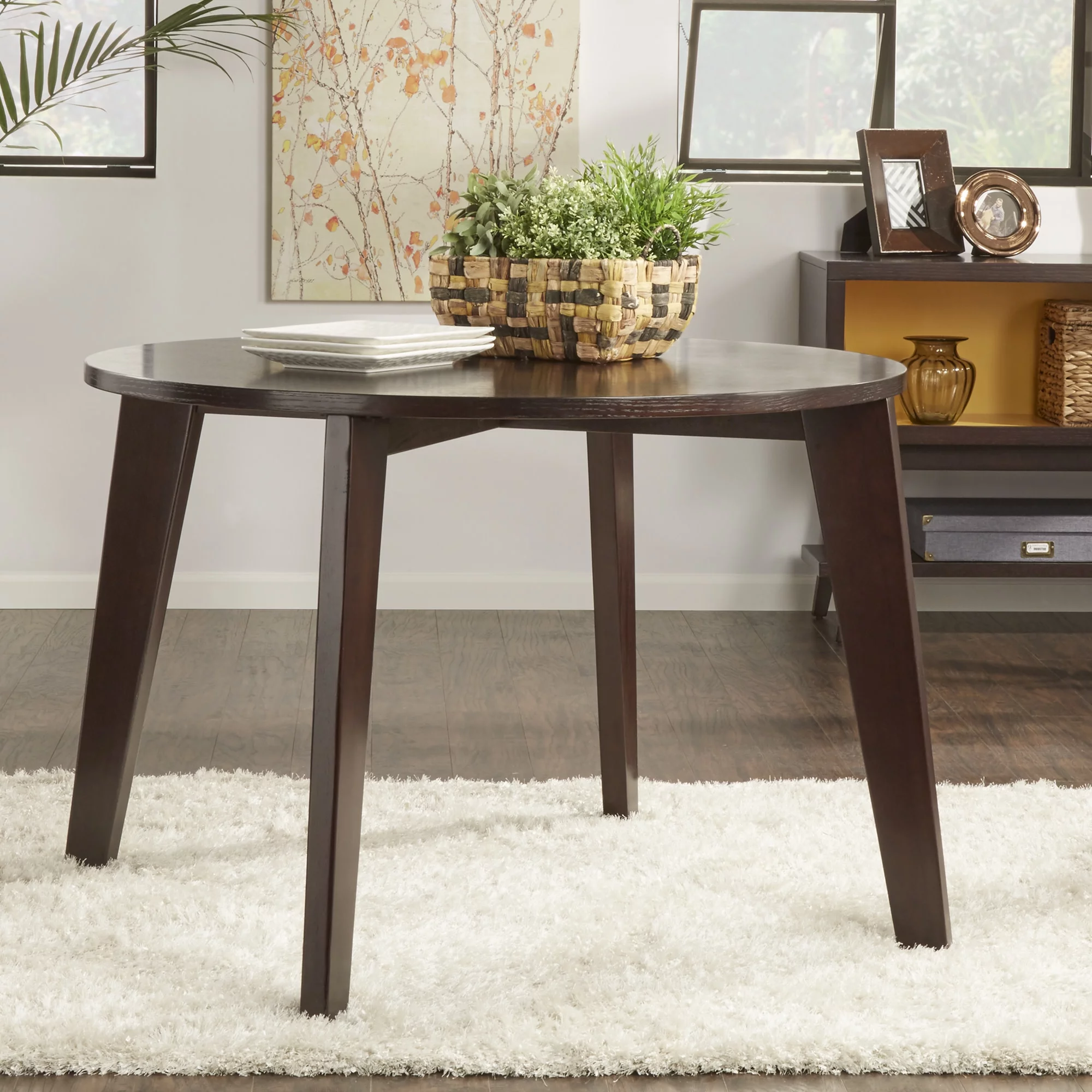 Weston Home Baxter Indoor Contemporary Round Dining Table, Dark Brown