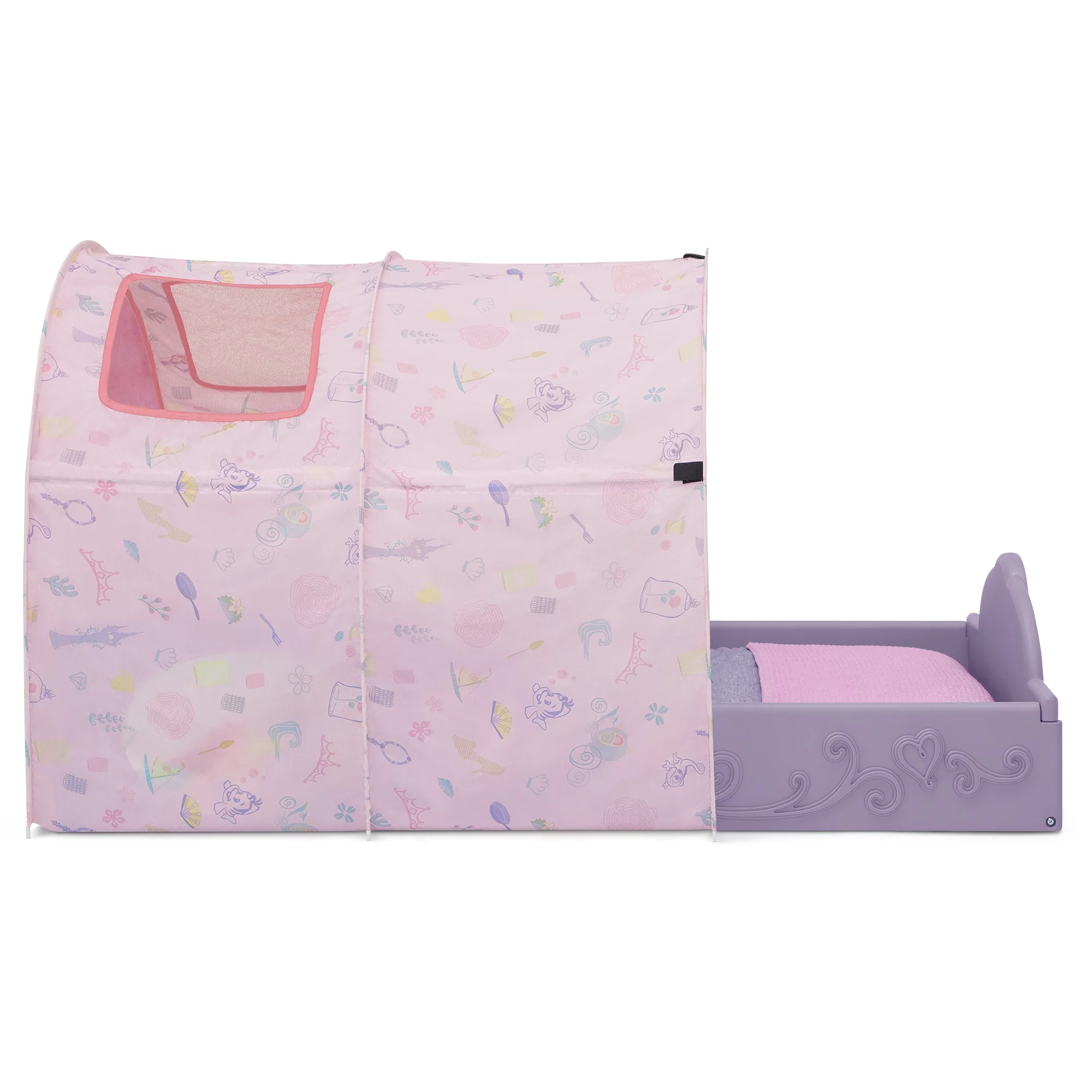 Disney Princess Sleep and Play Toddler Bed with Tent by Delta Children, Purple/Pink