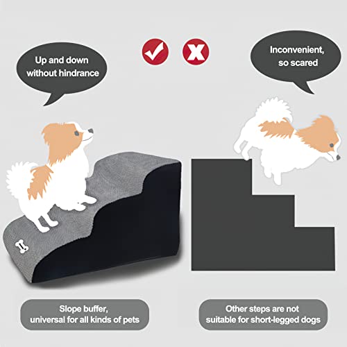 Pet Stairs, Washable & Zippered Cover Removable Pet Ramp, High Density Sponge Dog Stairs(2 Tiers Pet Stair, Black)