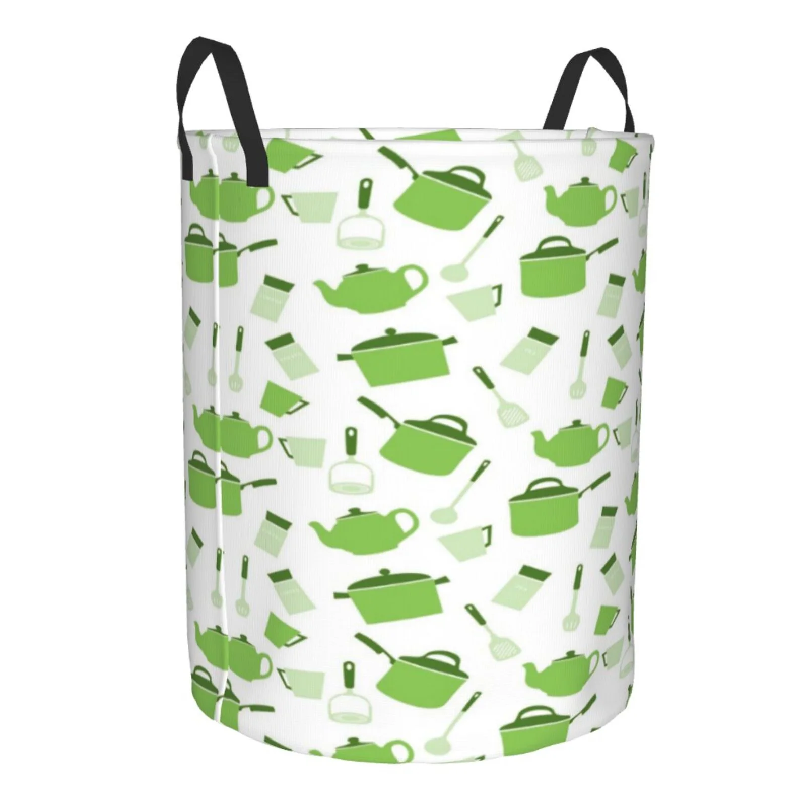 Fotbe Laundry Hamper With Durable Leather Laundry Basket Kitchen Utensiles Cooking Pots Thickened Waterproof Round Collapsible Laundry Hamper, Dirty Clothes Laundry Basket