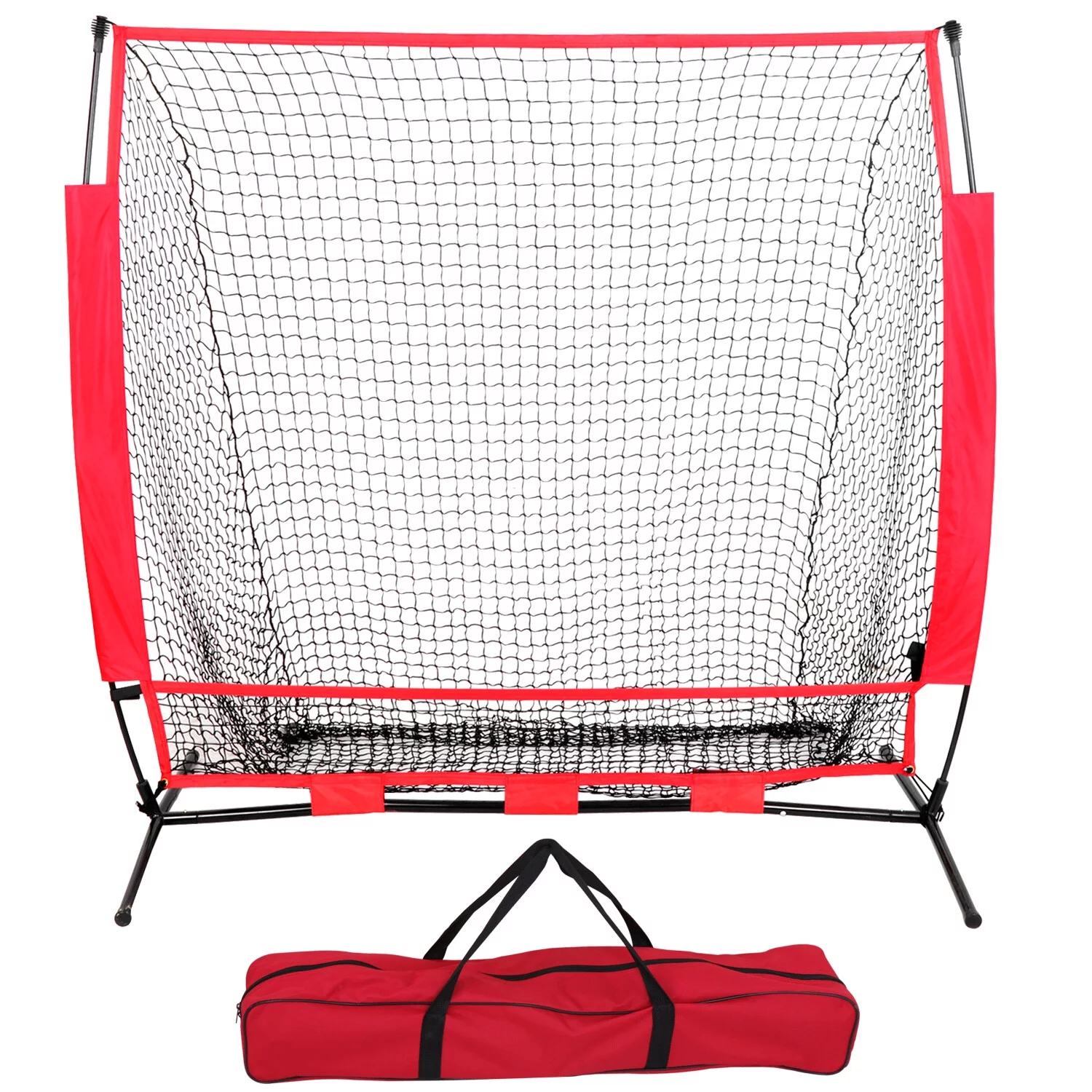 ZenSports 5'x5' Baseball Net Backstop Softball Practice Net W/ Metal Frame & Carry Case - Portable Batting Hitting Pitching Net, Indooor/Outdoor Use