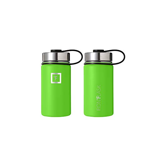 IRON °FLASK Camping & Hiking Hydration Flask with 3 Lids - Stainless Steel, Double Walled & Vacuum Insulated Water Bottle - Leak Proof & BPA Free (Midnight Black, Straw - 40 oz)