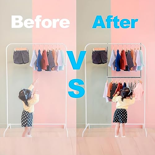 Adjustable Hanging Closet Rod, Extender Hanging Rod, Closet Hanging Organizer, Heavy Duty Closet Bar, Hanging Rod (2 Pack, Chrome)