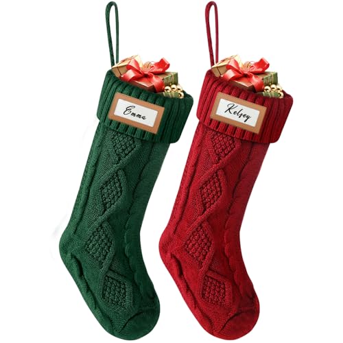 Christmas Stocking - 18 Inch Cable Knit Christmas Stockings, Cozy Hanging Xmas Stockings for Kids, Holiday and Fireplace Party Decoration, 1 Pack, Red