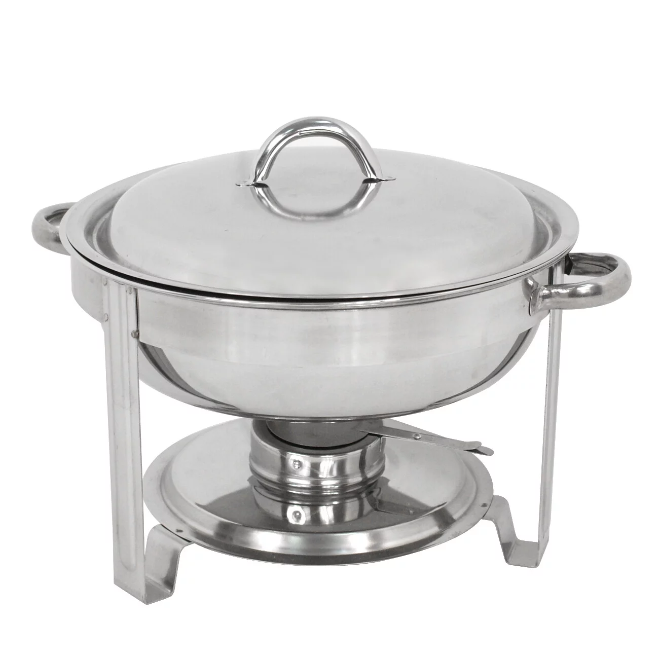 SuperDeal Glossy Round Chafing Dish 5Qt. Buffet Stove Hotel Catering Alcohol Furnace, 4 Pack