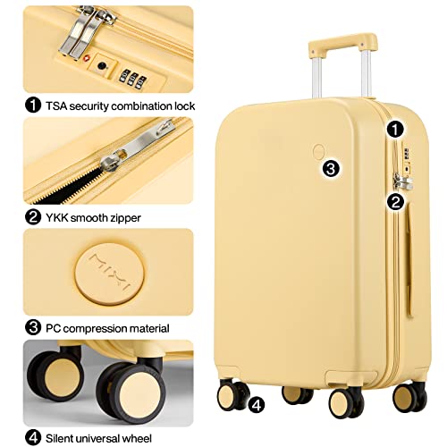 mixi Upgrade Carry on Luggage 14 Inch Underseat Personal Item Suitcases with Spinner Wheels, Hardside Rolling Suitcase PC with TSA Lock Lightweight Travel Case, Fine Grid Black