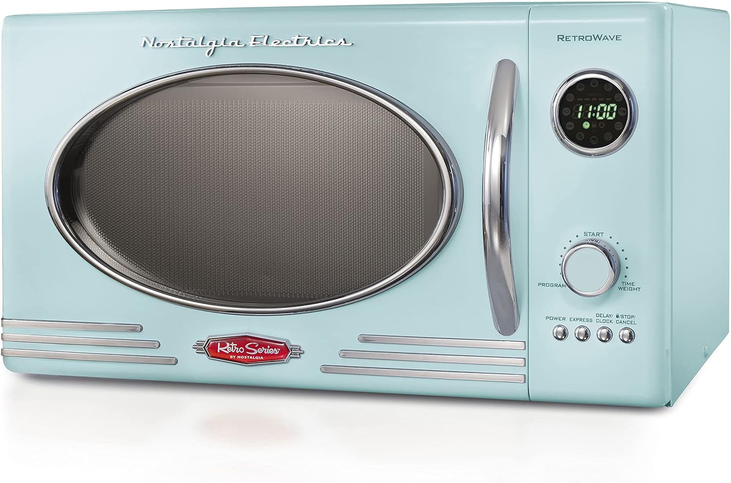 Nostalgia Retro Countertop Microwave Oven, 0.9 Cu. Ft. 800-Watts with LED Digital Display, Child Lock, Cu.Ft, Aqua & Keurig K-Mini Coffee Maker, Single Serve K-Cup Pod Coffee Brewer, 6 to 12 oz.