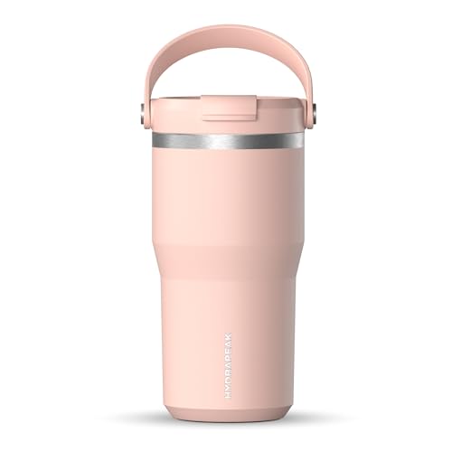Hydrapeak Nomad 24 oz Tumbler with Handle and Straw Lid, Leakproof, Double Insulated, 24oz Cup Stainless Steel (Blush)