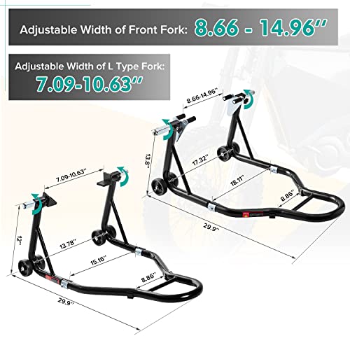 Donext Motorcycle Stand 850LB Sport Bike Rear Wheel Lift Swingarm Paddock Stands Red, U+L