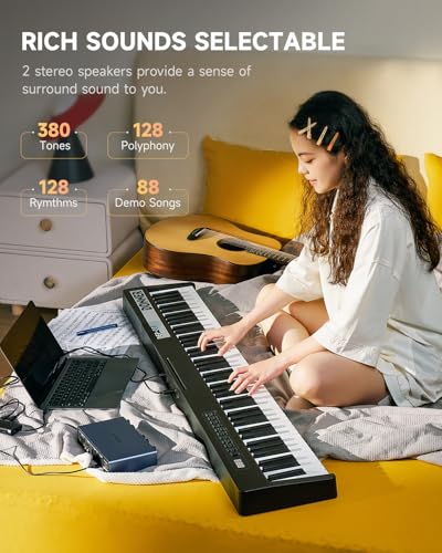 Donner Digital Piano Keyboard Velocity-Sensitive 88 Keys with Removable Piano Stand, Compact Beginner Home Electric Piano with Split Mode, LCD Screen, and Triple Pedal DEP-08
