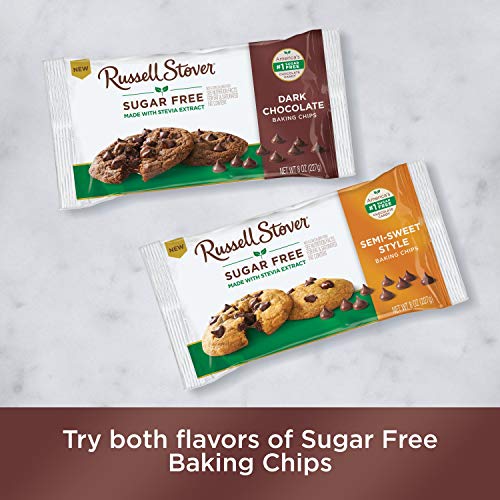 Russell Stover Sugar Free Dark Chocolate Baking Chips, Bag, brown, 8 ounce (pack of 1)