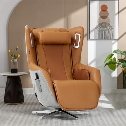 COLAMY Zero-Gravity Massage Chair | Massage and Leisure Dual-Use Chair,360° Swivel,Heat, Low-Noise 3D Bluetooth Speaker,Living Room, Bedroom（White
