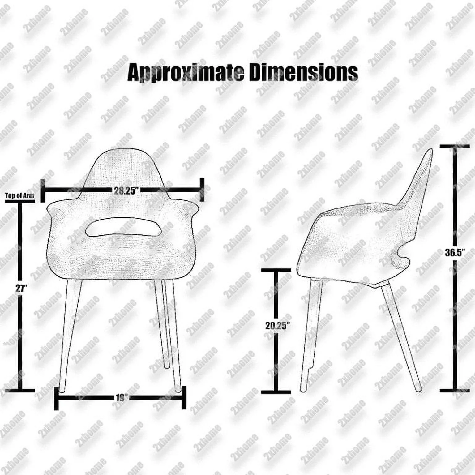 Homelala Mid Century Modern Upholstered Fabric Organic Accent Living Room Dining Arm Chair with Dark Natural Wooden Legs, Off White Cream Beige