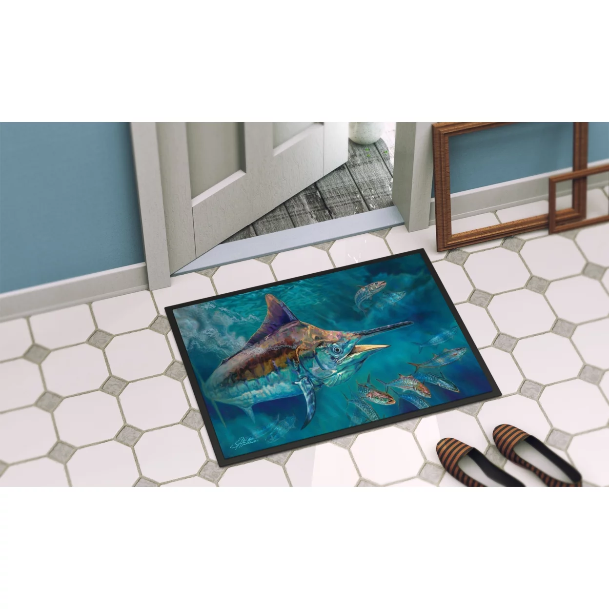 Carolines Treasures JMA2005JMAT Liquid Metal Black Marlin Indoor or Outdoor Mat 24x36, 36