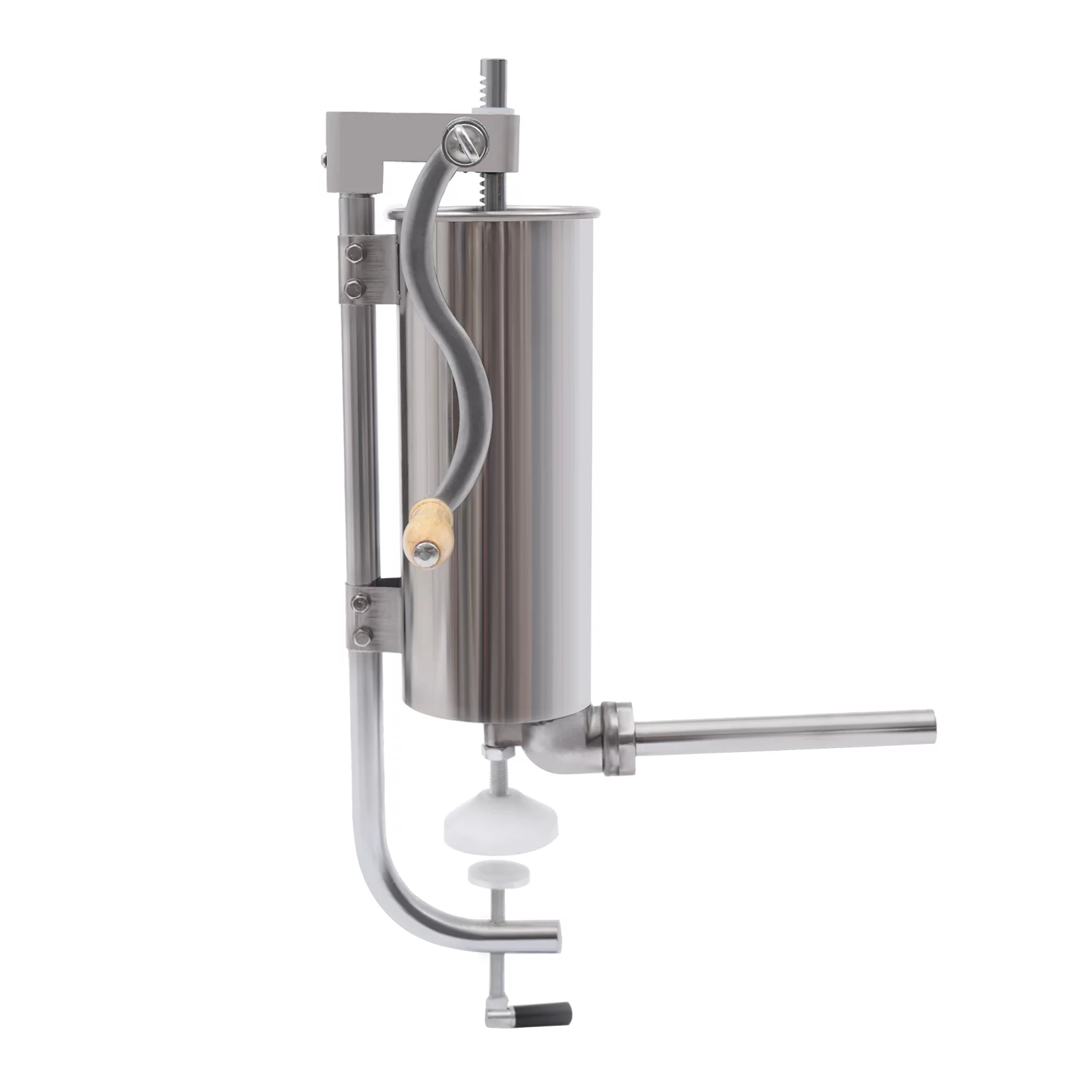 Oukaning anual Sausage Stuffer Maker 6LBS/3L Stainless Steel Vertical Sausage Maker 4 Tubes Home/Commercial Use