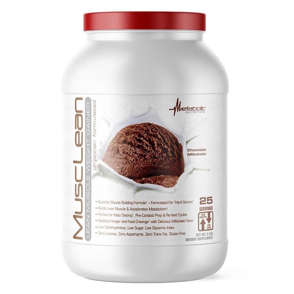 Metabolic Nutrition MuscLean Milkshake Low Carb Keto Diet Whey High Protein Meal Replacement Chocolate Flavor 2.5lb 25 servings *EN